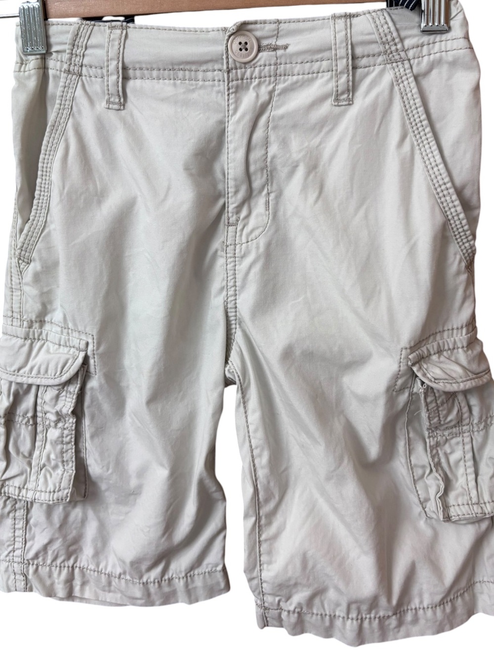OshKosh B’gosh Boys 7X Khaki Cargo Shorts Adjustable Waist EUC